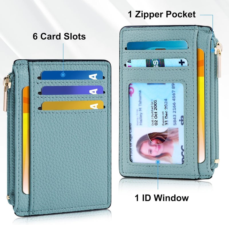 Tipmile Credit Card Holder for Women Slim Minimalist Front Pocket RFID Blocking Wallet Small Compact Card Case with ID Window, Powder Blue - Image 3